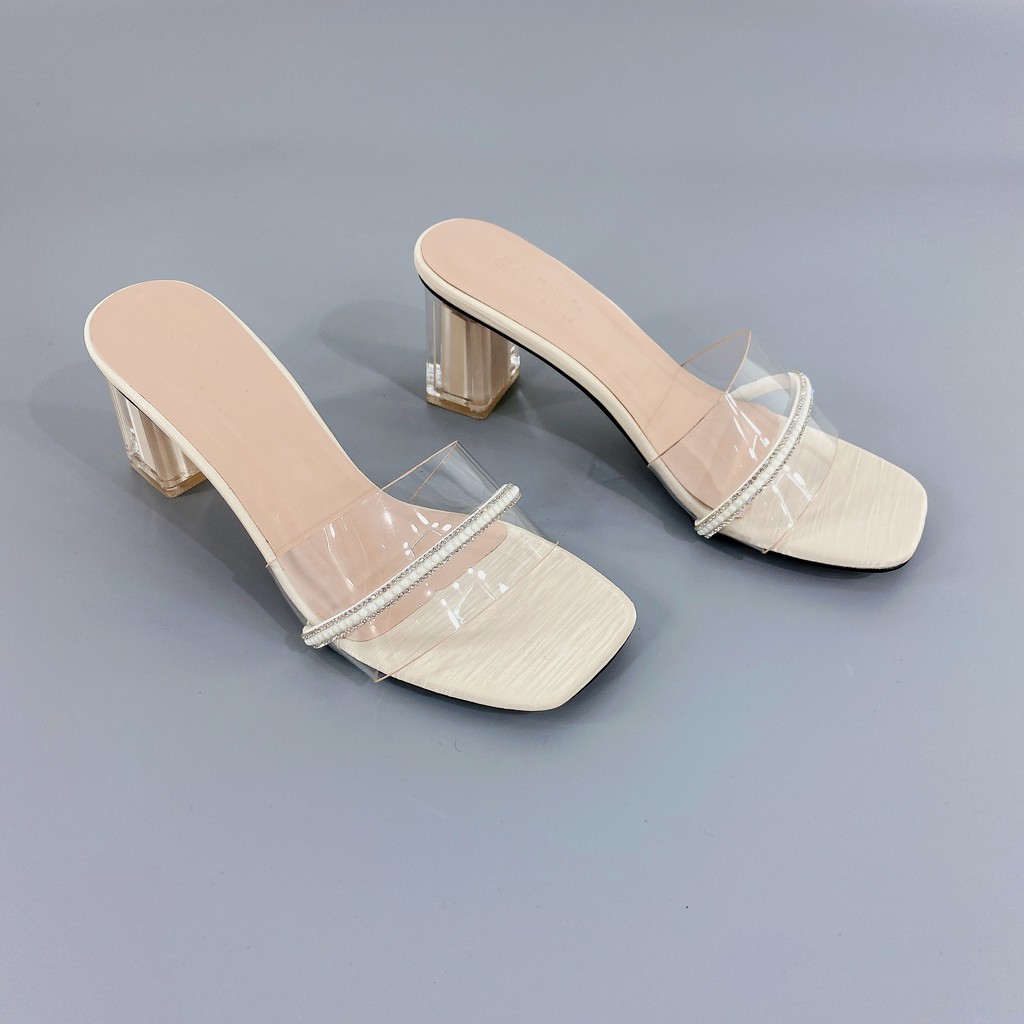 Dép cao gót nữ GÓT XINH GX323 quai mika trong đế cao 5cm