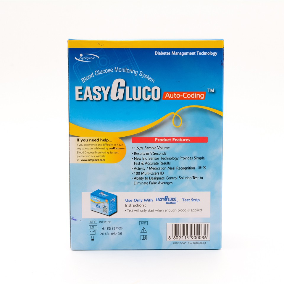 Máy đo đường huyết Easy gluco (Made in Korea) tự động nhận Code. Bảo hành trọn đời, Test tiểu đường nhanh, chính xác 99%