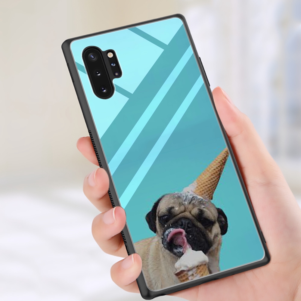 Ốp lưng điện thoại cường lực hình chó Pug dành cho Samsung A10 A20 A30 A40 A50 A60 A70 S10 Note 10 Plus