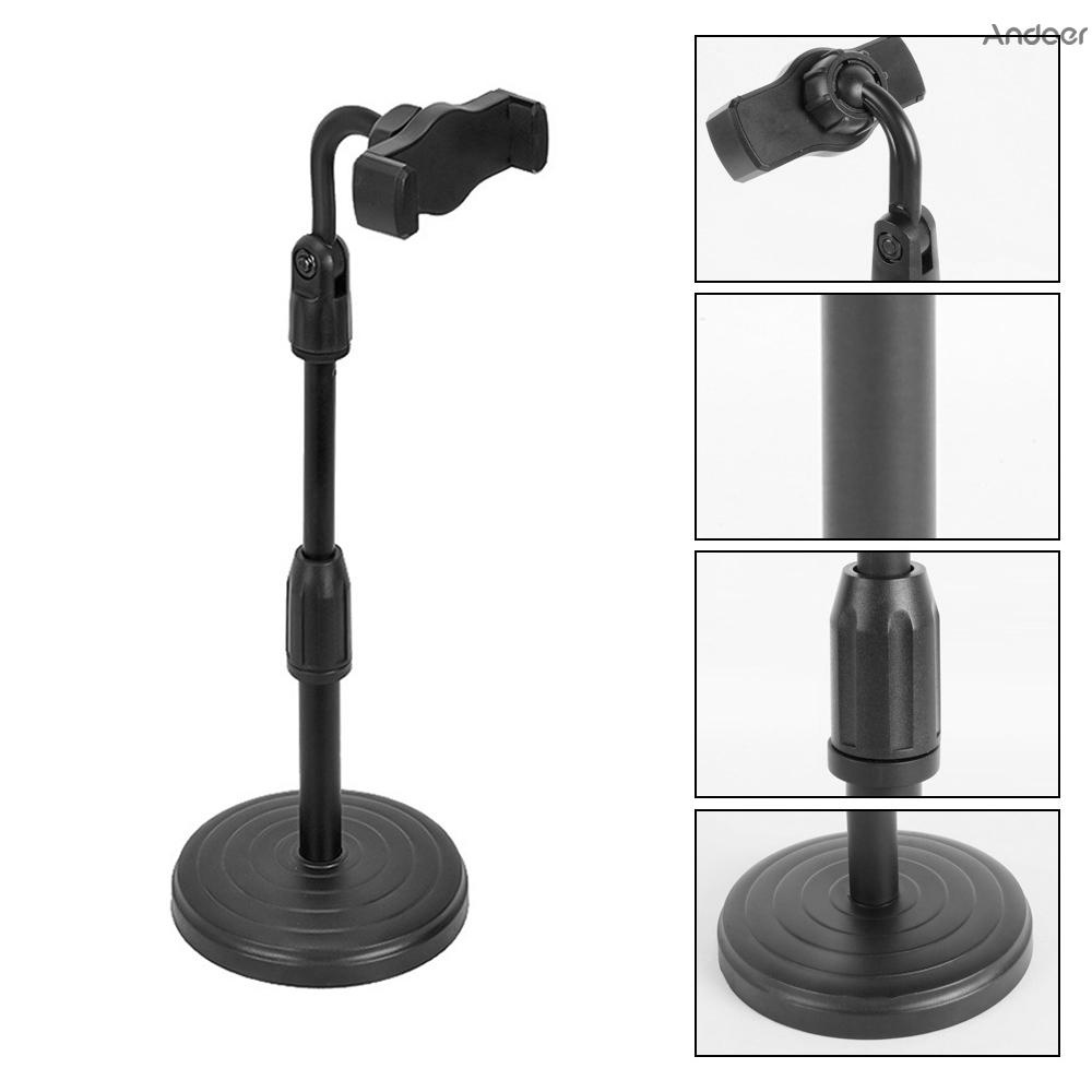 ✧   Desktop Smartphone Stand Bracket 26-38cm Adjustable Height with Phone Holders 360° Rotation for Live Streaming Online Video Chatting Singging