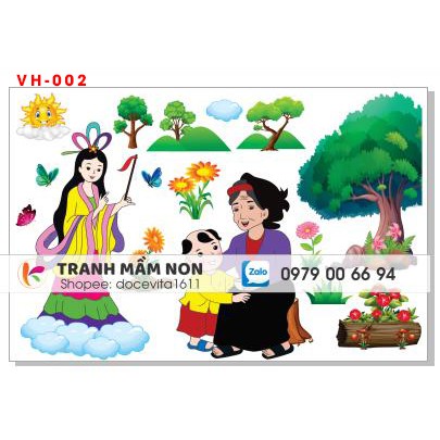 Decal Mầm non - GÓC VĂN HỌC tổng hợp 1(chọn tranh thơ, truyện) khổ lớn 127x80