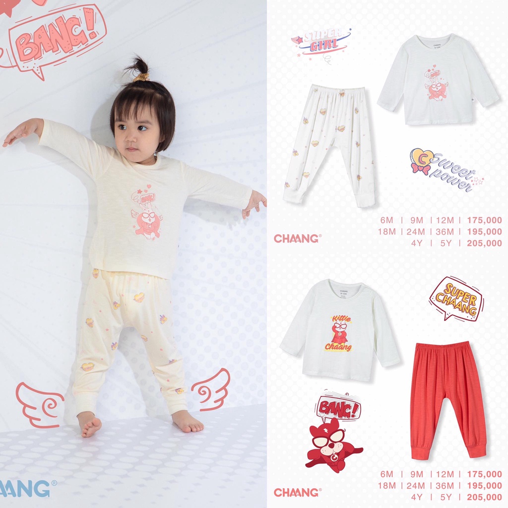 [CHÍNH HÃNG] Bộ dài tay cotton trẻ em mềm mại cao cấp Chaang