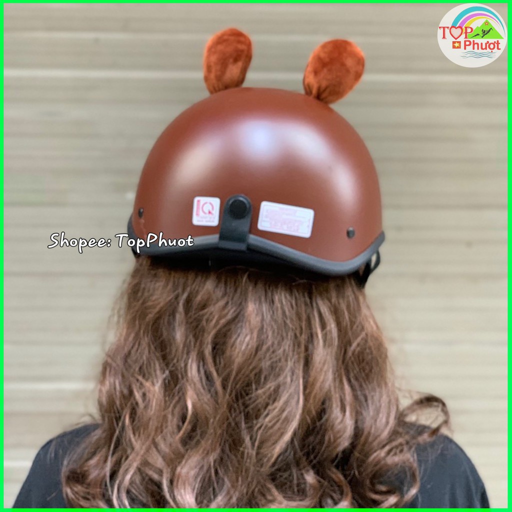 ▣⊕[Hàng chuẩn CR] Mũ bảo hiểm nửa đầu 1/2 gấu nâu có tai - Nón bảo hiểm cao cấp, chuẩn kiểm định chất lượng