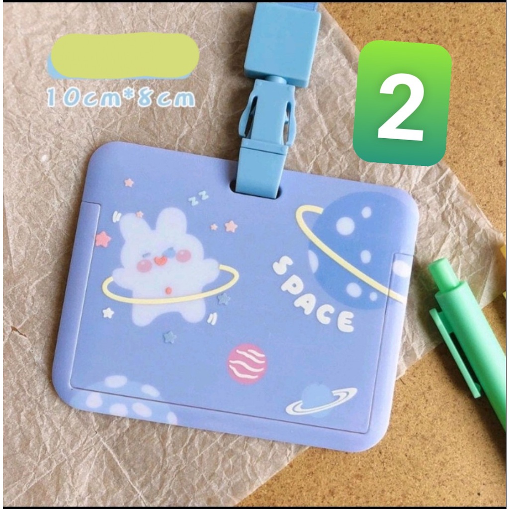 Thẻ tên ngang kèm dây đeo hình thỏ , cô gái cute