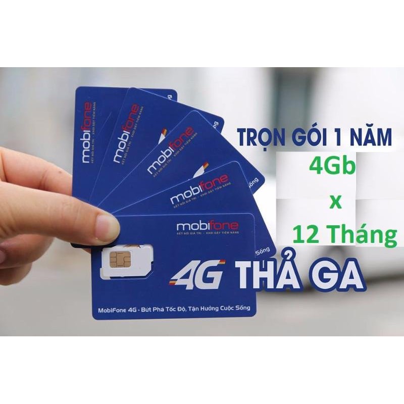 FULL 12 THÁNG. Sim 4G Mobi 1 năm- 4Gb/tháng - trọn gói 1 năm không phải nạp tiền