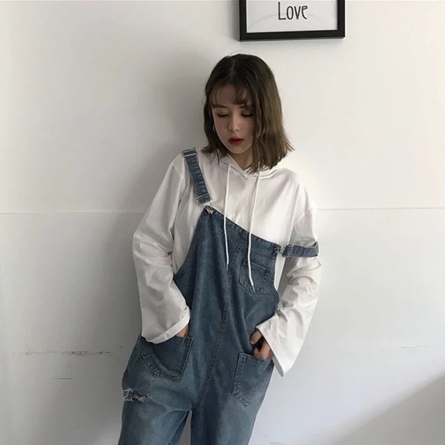 [ORDER ] quần yếm bò ulzzang / quần yếm retro suông rách và trơn | BigBuy360 - bigbuy360.vn