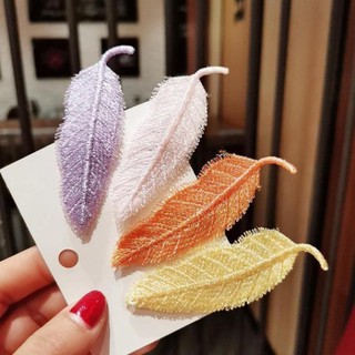 Kẹp Tóc Lụa Hình Chiếc Lá Nhiều Màu Phong Cách Hàn Quốc