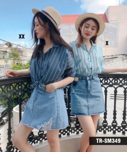 Áo Kiểu Sơ mi over size sọc cá tính MH