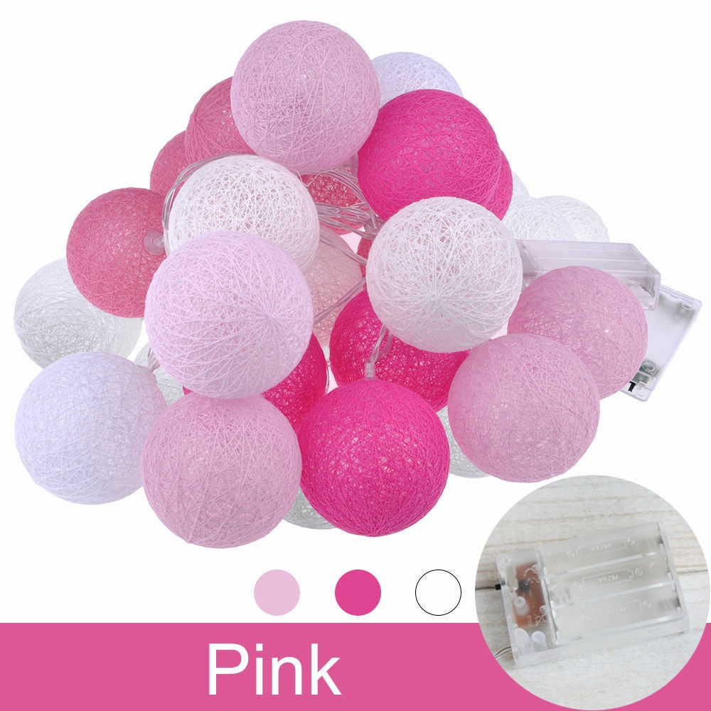 Dây đèn led 3m 20 bóng hình banh cotton trang trí tiệc thông dụng