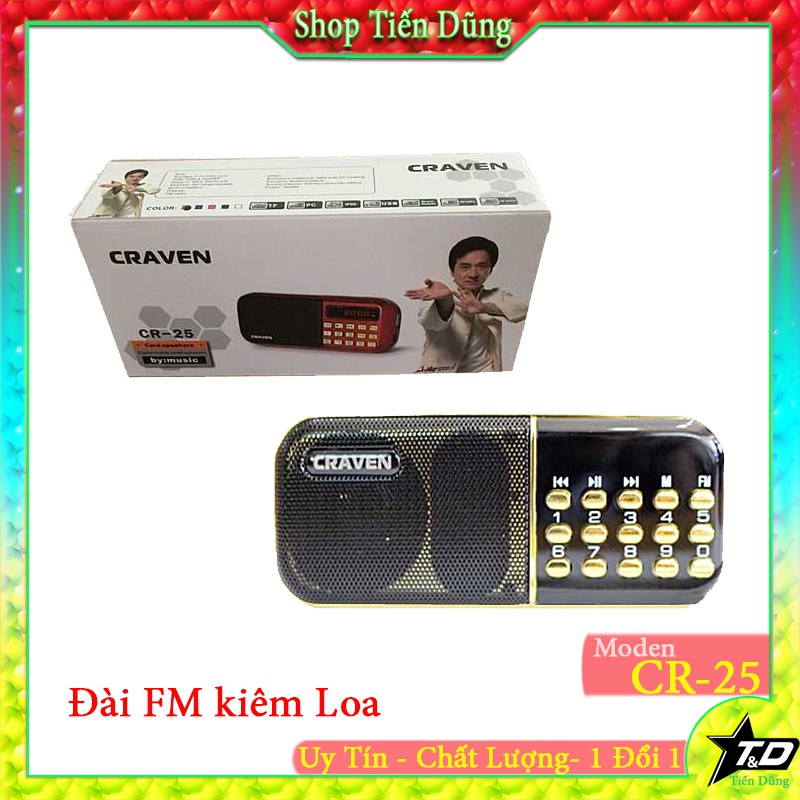 Loa CRAVEN CR-25A Hỗ trợ thẻ nhớ USB và FM thẻ nhớ TF hay đài fm có tích hợp pin sạc đèn led hiển thị