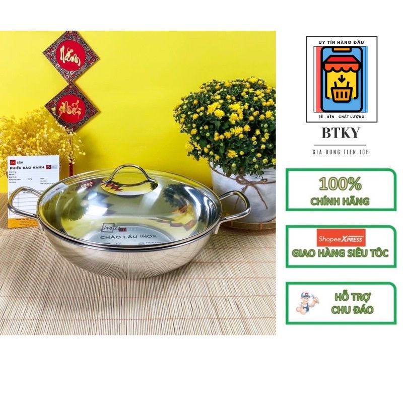 Nồi lẩu kiêm chảo xào fivestar 3 đáy cỡ lớn 32cm Bảo hành 5 năm