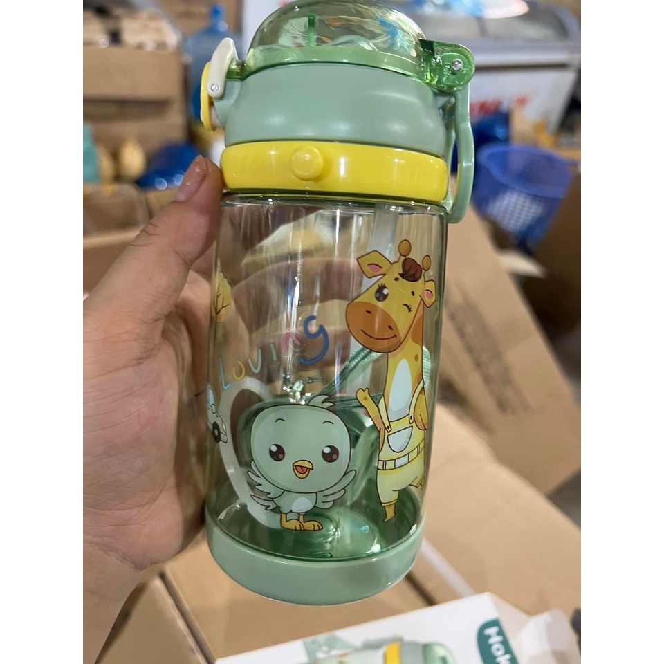 BÌNH NƯỚC CÓ QUAI ĐEO HOKORI MÀU SẮC DỄ THƯƠNG CHO BÉ - DUNG TÍCH 450ML