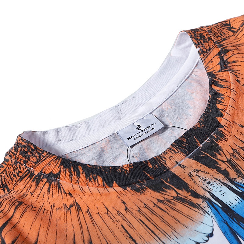 Áo Thun Cotton Tay Ngắn In Hình Đôi Cánh Màu Cổ Điển Thời Trang Unisex