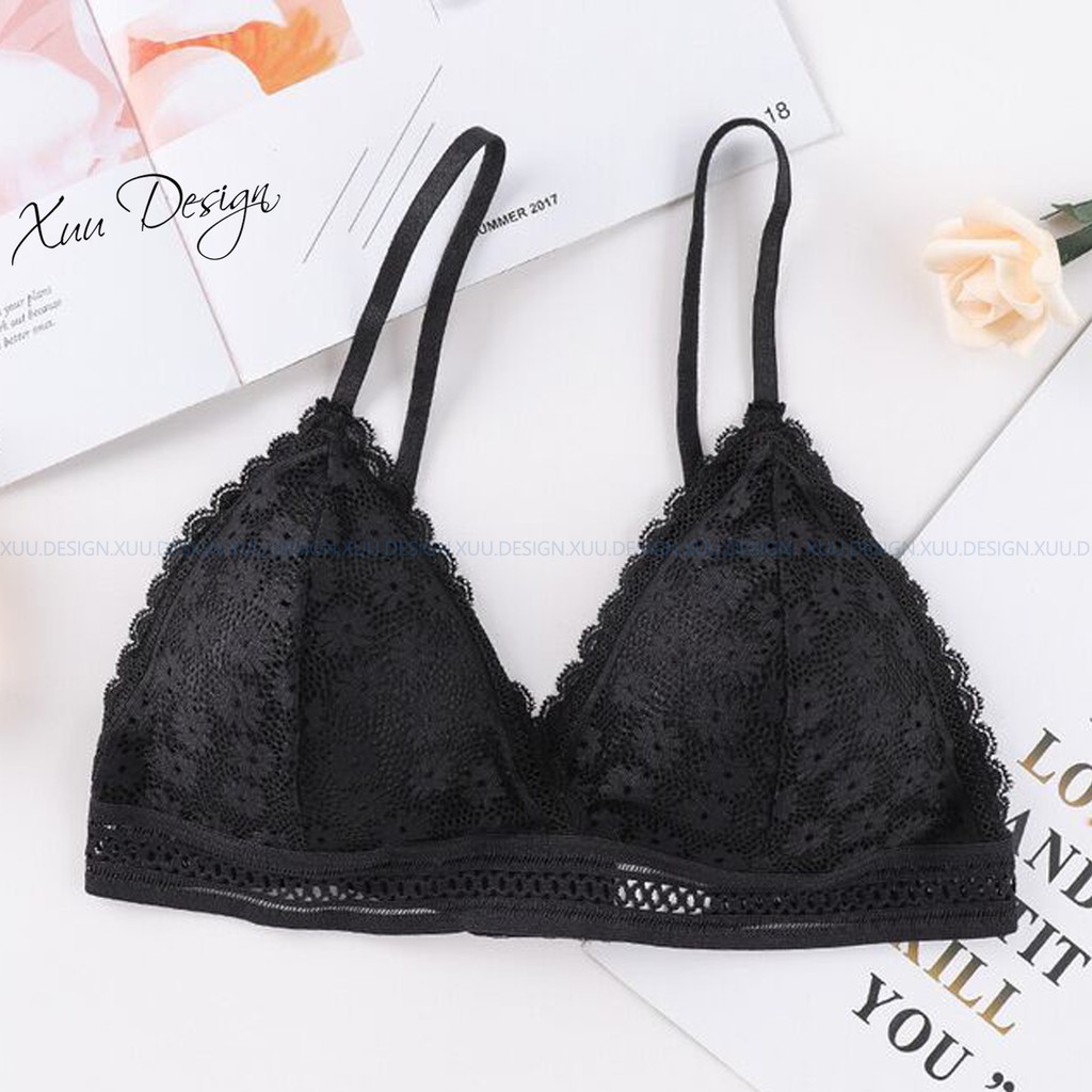 Áo bra nữ ren hoa cúc, không gọng có đệm mỏng Xuu Design BR05