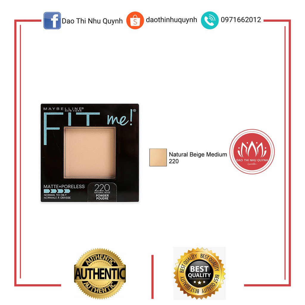 Phấn phủ Fit me Maybelline Kiềm Dầu Mịn Lì Tự Nhiên Matte Poreless Powder Màu 120 / 220 8.5g