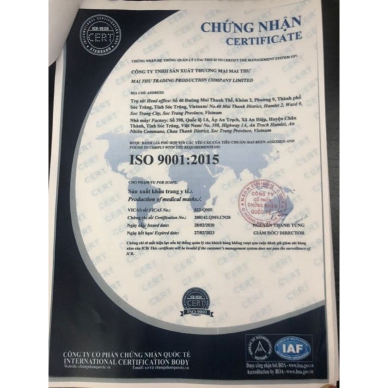 (Giá Bình ổn) Hộp 50 cái Khẩu trang 3 lớp Mai Thư