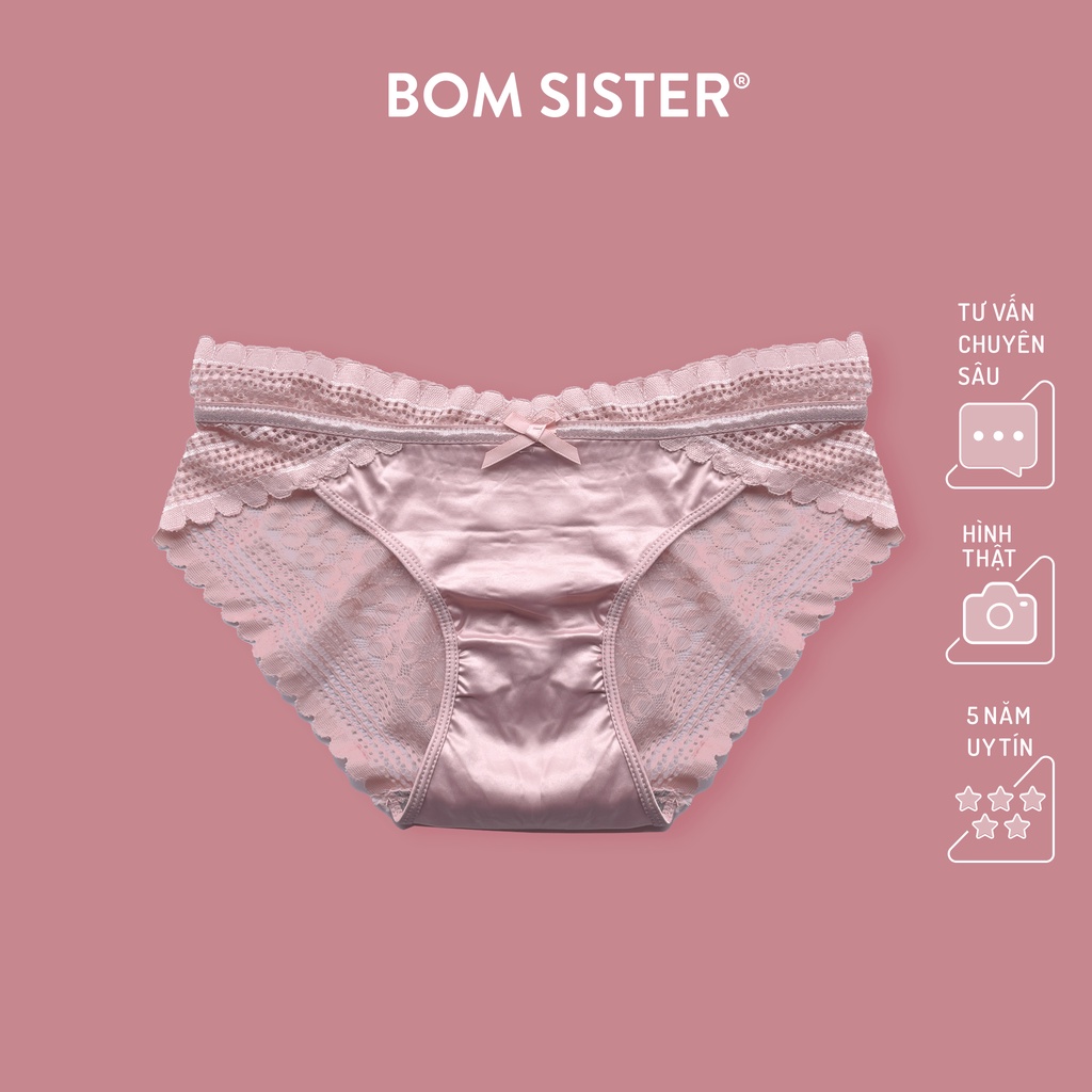 [Mã FARSBR99A giảm 10% đơn 99K] Quần lót satin phối ren màu trơn BOM SISTER Q4923