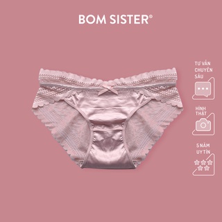 Quần lót satin phối ren màu trơn BOM SISTER Q4923