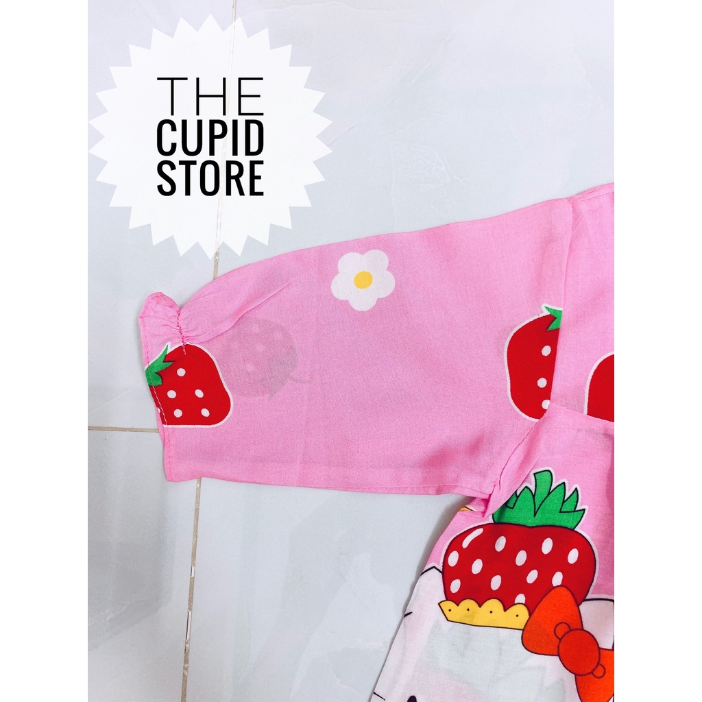 [GS1] Đồ bộ chất liệu tole lanh 2 da loại 1 cho bé gái từ 3-5 kg - The Cupid Store