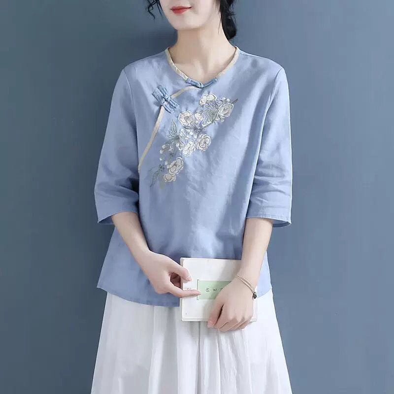 Áo kiểu hoài cổ (HC24) hàng Quảng Châu chất thô M/4XL