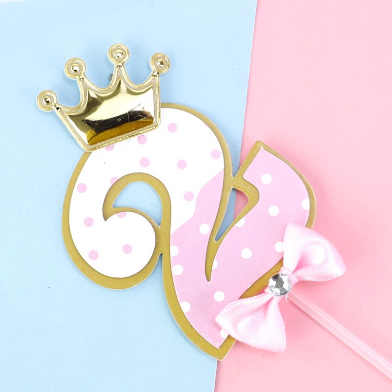 que cắm bánh chữ số vương miện vàng [FREESHIP❤️] trang trí bánh cho bé