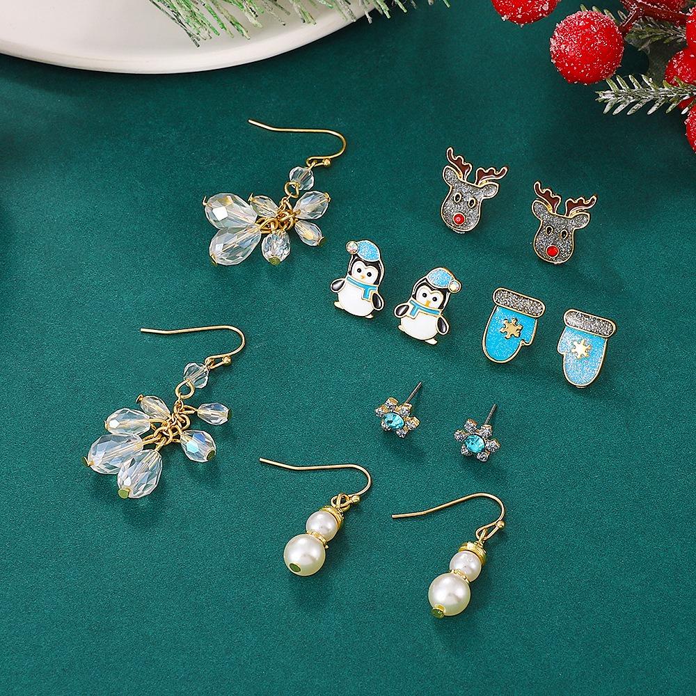 Bộ Bông Tai Hợp Kim Hình Chim Cánh Cụt / Ông Già Noel Dễ Thương Thời Trang Mùa Đông Cho Nữ