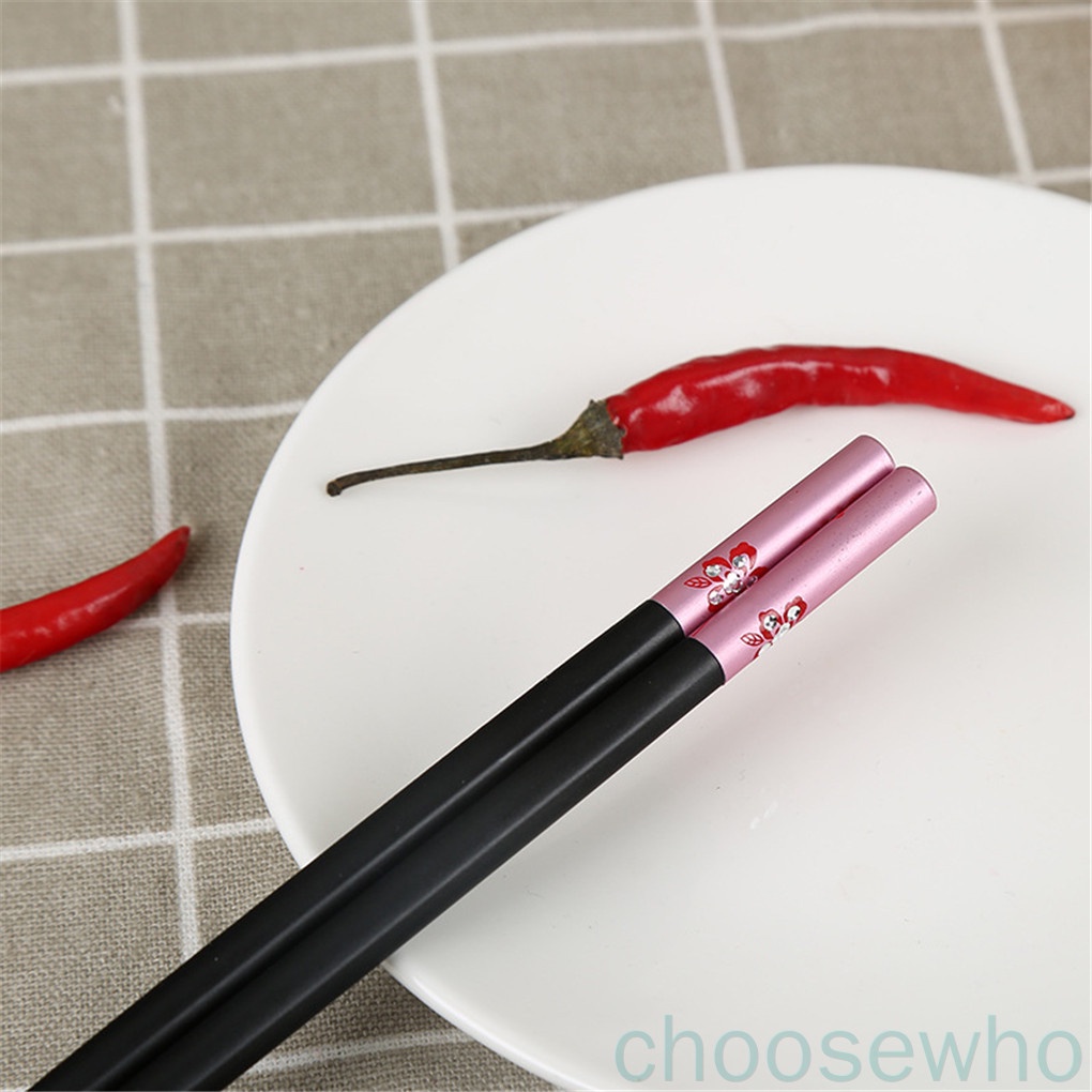 Set 10 đôi đũa sợi thủy tinh chống trượt họa tiết hoa