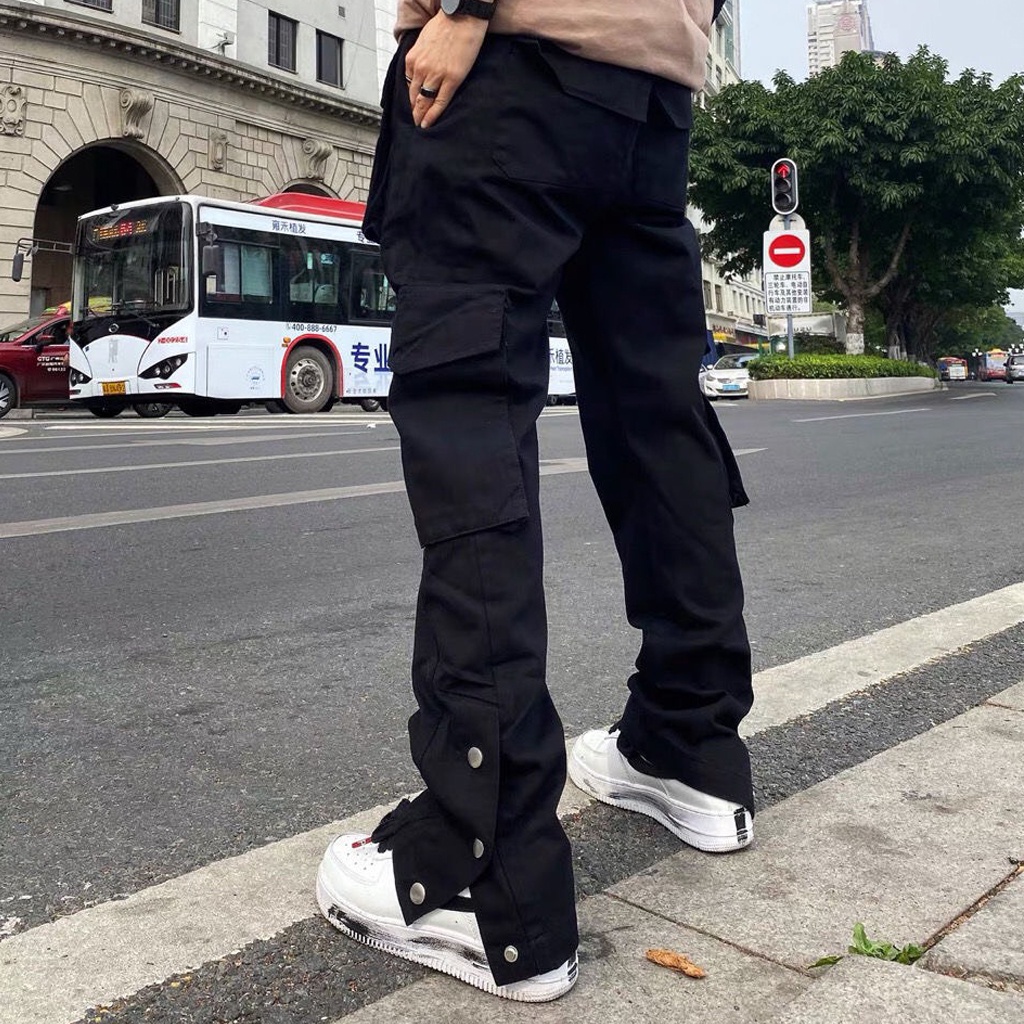 Quần Buttons Pants Ống Rộng Kaki Nam 3 Cúc bấm, Cargo Pants Phong cách streat wear Cực Chất
