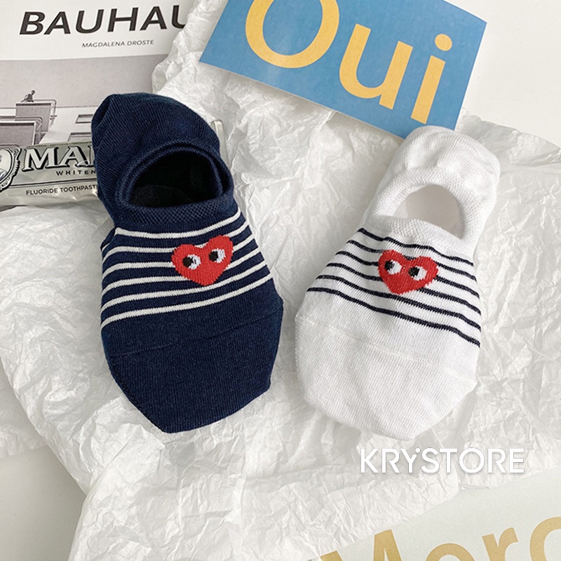 Tất vớ nữ lười nửa bàn chân hình trái tim đỏ cute Krystore TL09