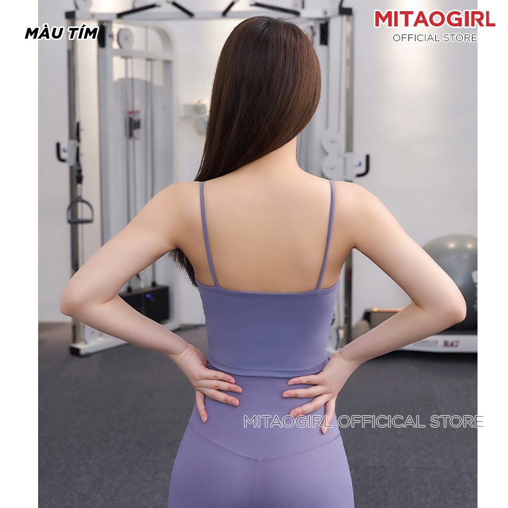Áo bra tập gym yoga nữ MITAOGIRL kiểu áo 2 dây mảnh thể thao chất poly lạnh mút ngực tháo rời nâng ngực