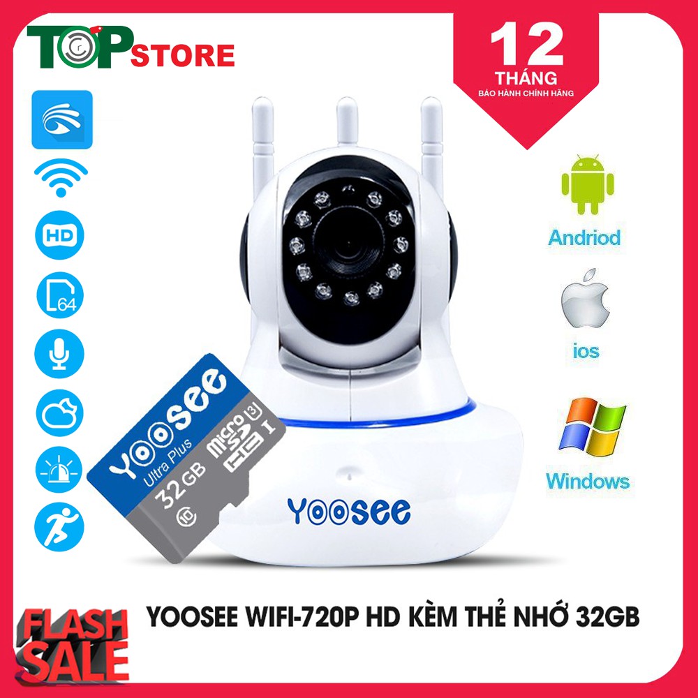 CAMERA YOOSEE 3 RÂU HD TIẾNG VIỆT BẮT SÓNG WIFI NEW, KÈM THẺ NHỚ | BigBuy360 - bigbuy360.vn