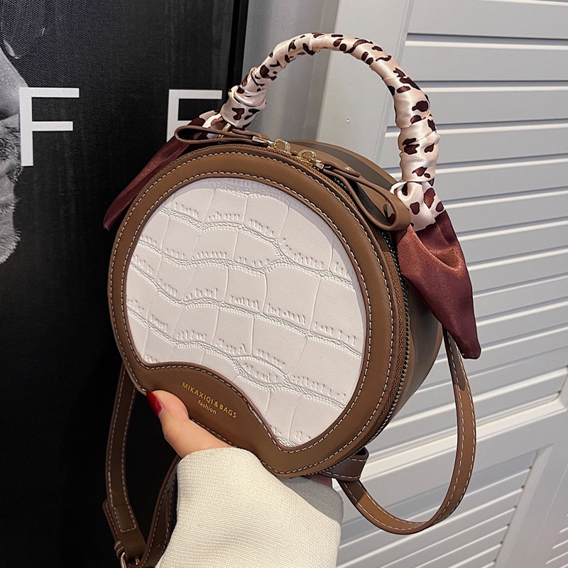 Túi Đeo Chéo Hình Tròn Cỡ Nhỏ Bằng Lụa Họa Tiết Vân Đá Thời Trang Cho Nữ