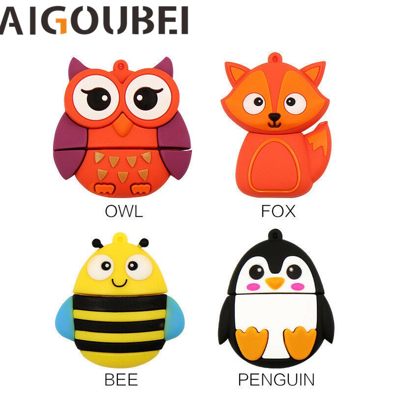 Usb Hình Chim Cú/Fox/Penguin/Bee Dễ Thương Dung Lượng 1GB 2GB 4GB 8GB 16GB 32GB 64GB 128GB