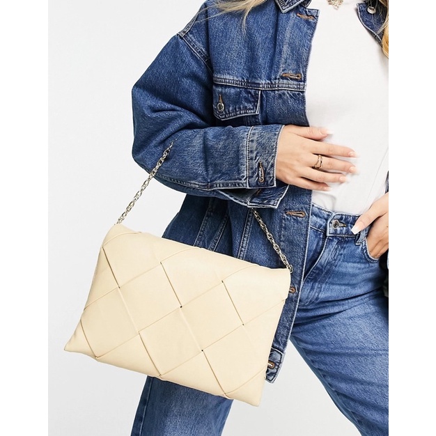 Túi đeo vai đi chơi dự tiệc quai xích quilted woven clutch Topshop VNXK