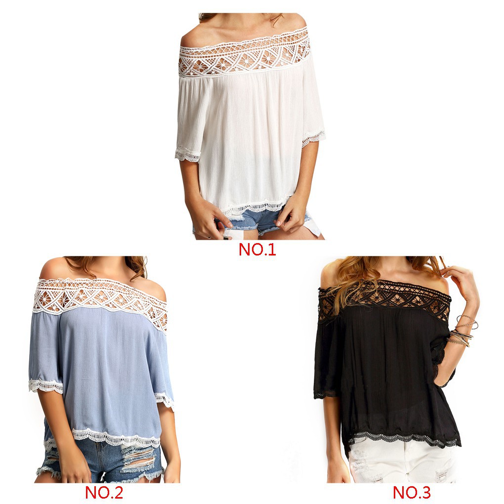 Áo Kiểu Nữ Chiffon Tay Lỡ, Áo Không Vai, Ren Nối, Áo Sơ Mi Nữ | BigBuy360 - bigbuy360.vn