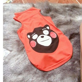 Áo Cho Chó Mèo Hình Gấu Kumamon Dễ Thương - Áo Thun Sát Nách Cho Thú Cưng Mềm Mại, Thoáng Mát