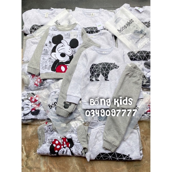 Bộ Nỉ Bé Trai &amp; Bé Gái Hoạ Tiết Delta