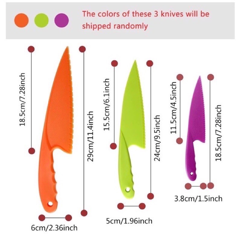Bộ 3 dao nhựa cắt bánh có răng cưa