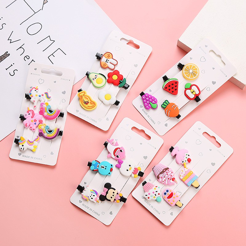 Set 5 cái kẹp tóc hoa quả-hoạt hình xinh xắn dễ thương cho bé gái