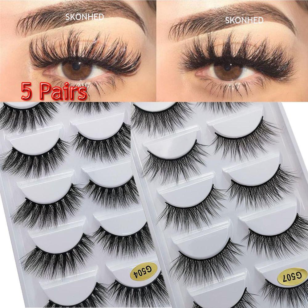 Bộ 5 Cặp Lông Mi Giả SKONHED 3D Dài Tự Nhiên Nhiều Kiểu Dáng