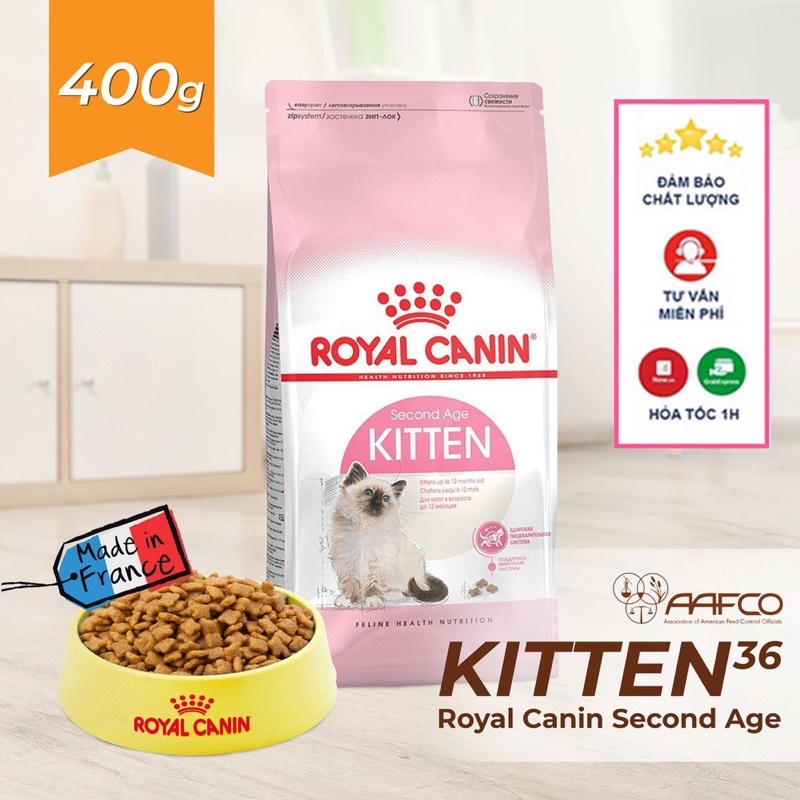 [Mã NGOCBOI97 giảm 15% đơn 500k] Hạt Kitten 36 Royal Canin thức ăn dành cho Mèo con từ 4 -12 tháng tuổi
