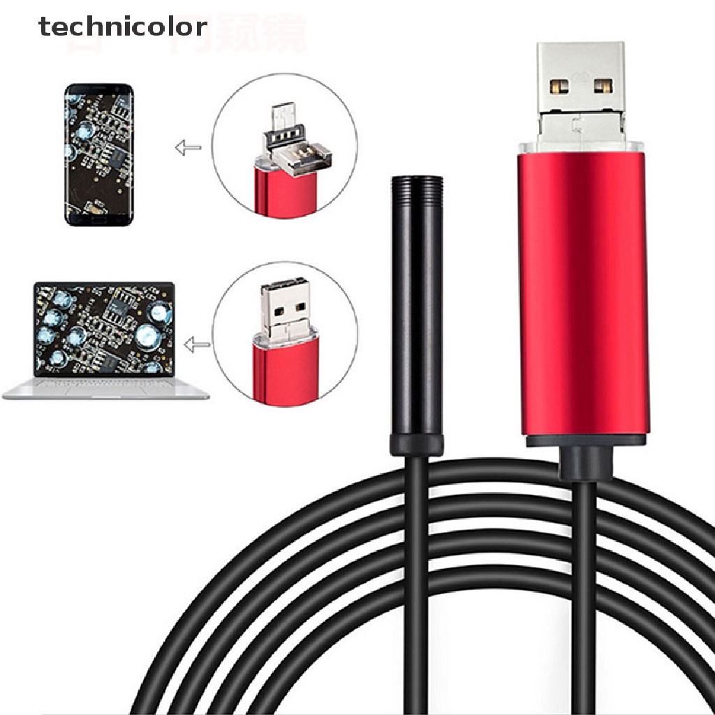 Camera nội soi Usb 6 bóng led 2m chống thấm nước cho Android Pc Jelly