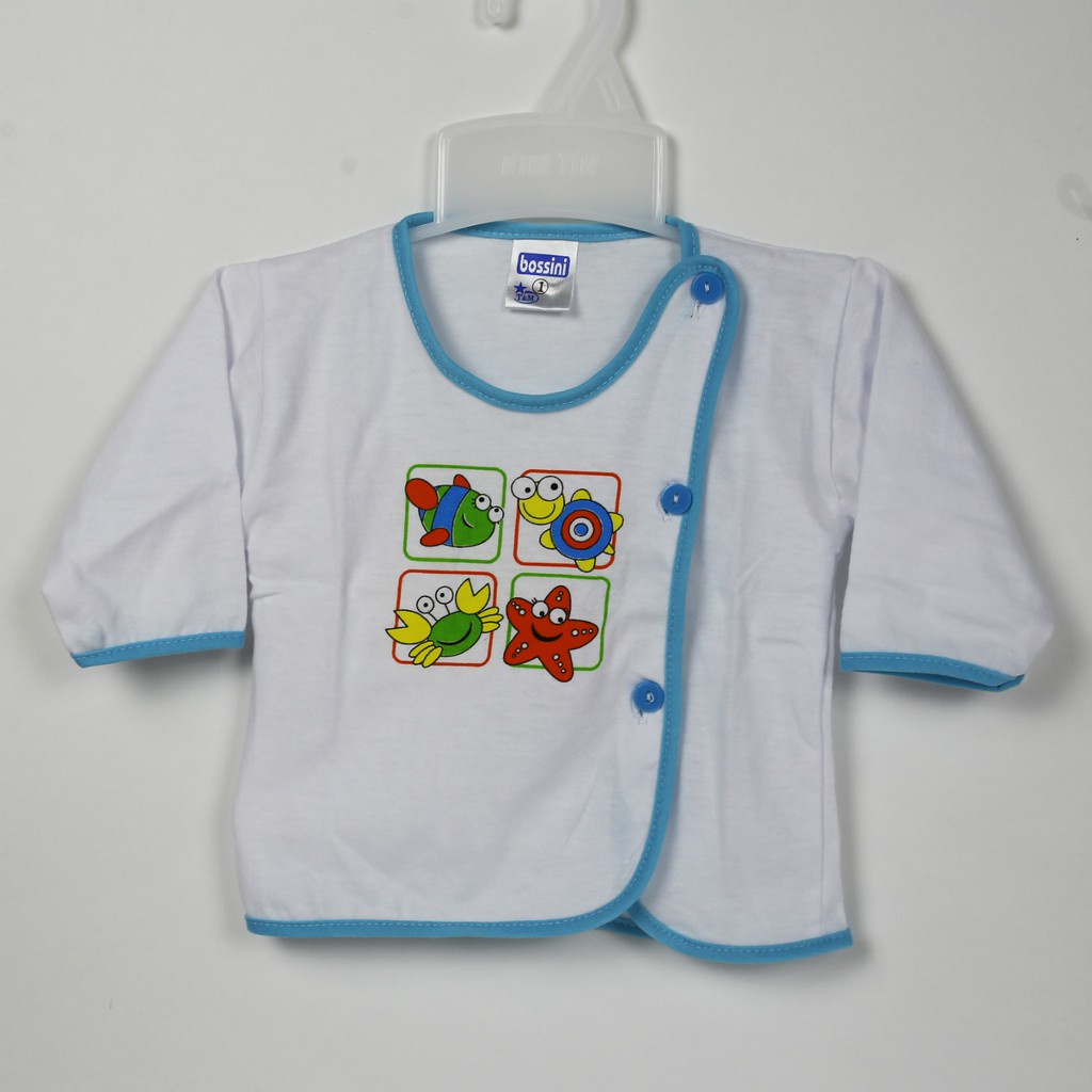 Áo Sơ Sinh Tay Dài Trắng Bác Sĩ  Viền Màu Bossini Cho Bé từ sơ sinh - 13kg