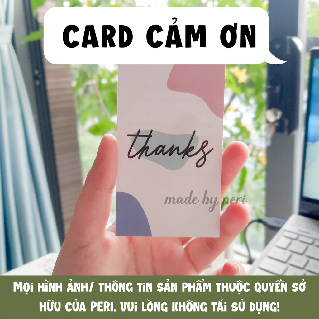 (newww) Set 100 card thank you, thiệp cảm ơn dành cho shop mẫu blob mẫu dạng đứng, dễ thương, dịu dàng size 9x5.5cm