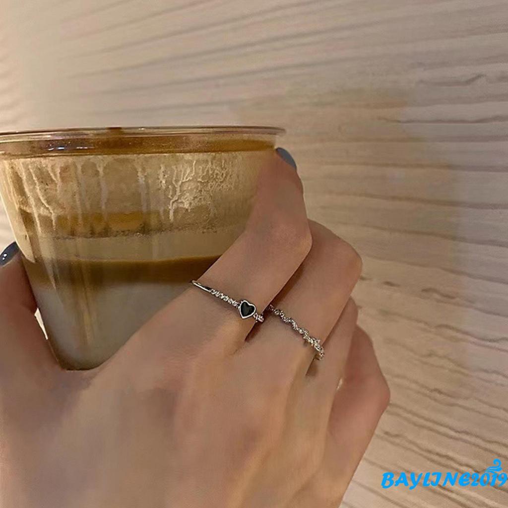 Set 2 nhẫn đính đá zircon cá tính thời trang dành cho nữ