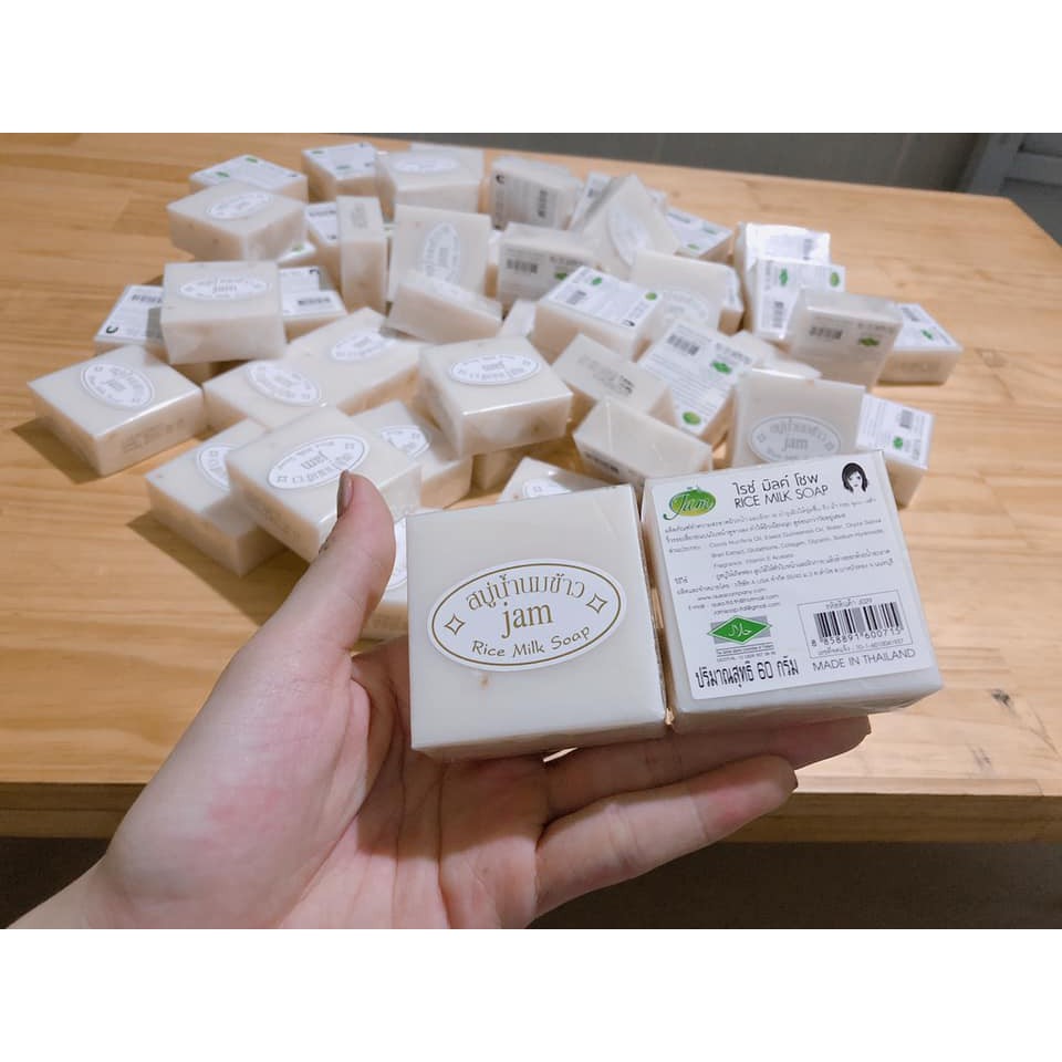 [Cực Rẻ] Lốc 12 Cục Xà Phòng Cám Gạo Thái Lan Jam Rice Milk Soap