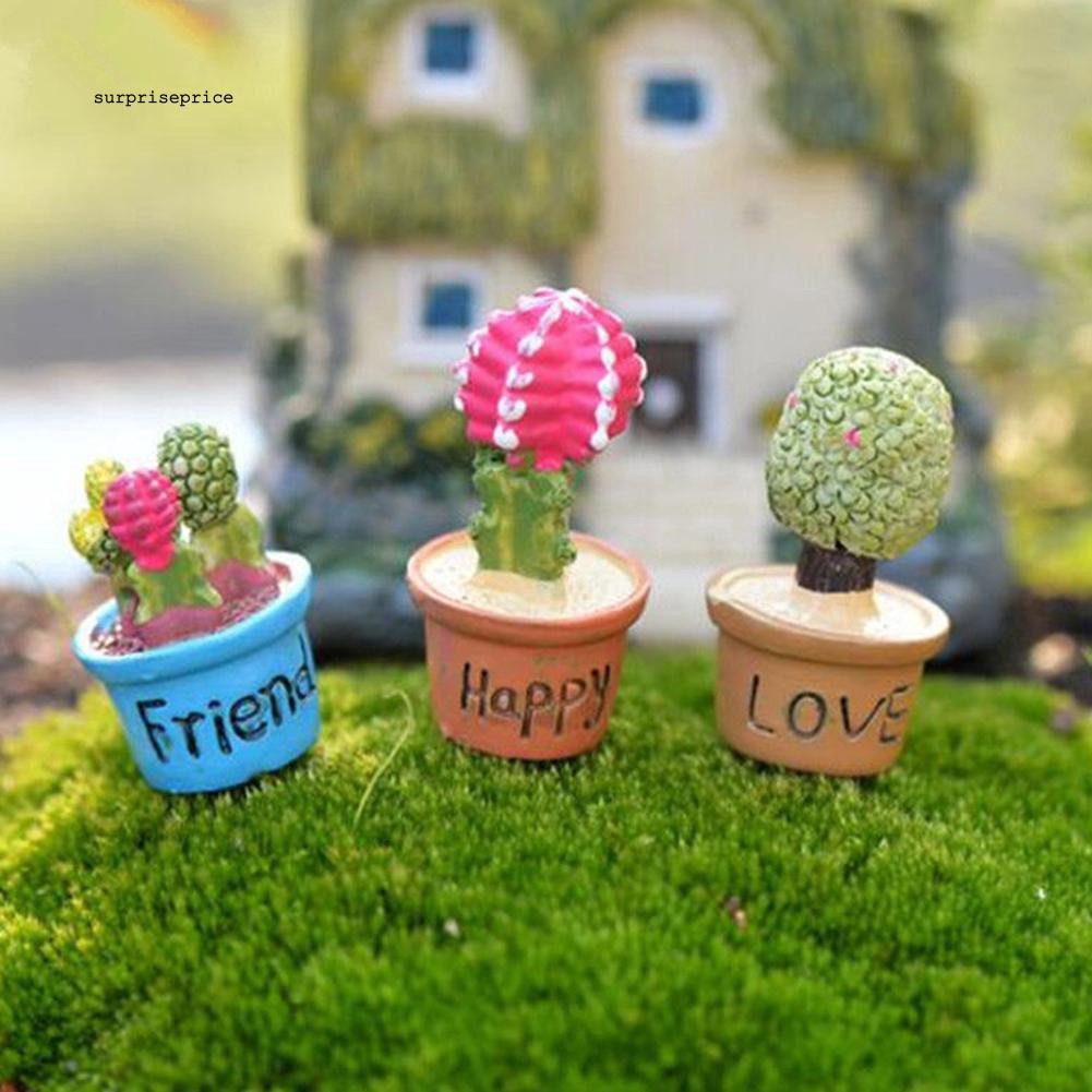 Mô hình chậu cây xương rồng làm từ nhựa resin dùng trang trí tiểu cảnh đa năng