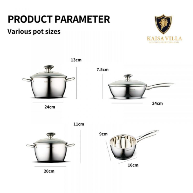 Bộ 4 nồi inox KAISA VILLA,