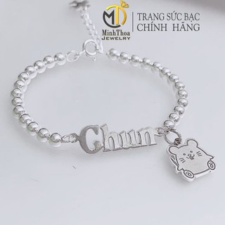 Vòng tay bạc khắc tên bé, lắc tay bi cho bé trai, bé gái trang sức bạc ta Minh Thoa JEWELRY