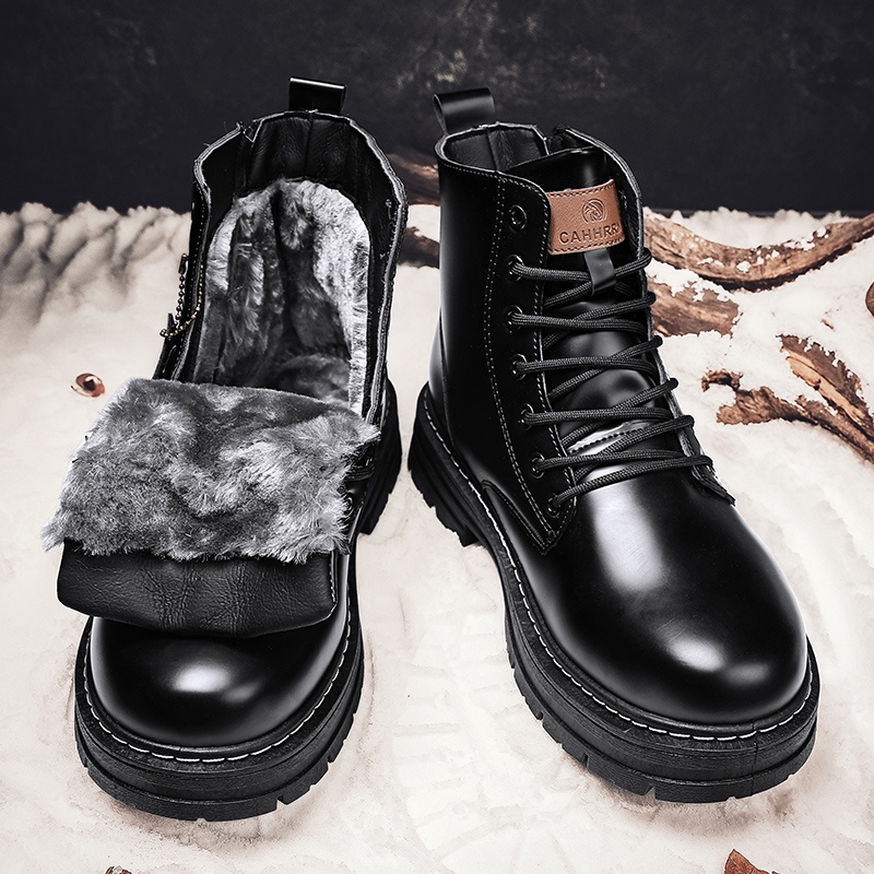 [ZY Martin boots Martin] Giày Bốt Nam. Giày Bốt Lót Len Cashmere Chống Thấm Nước Thời Trang Giày Boot Phong Cách Trẻ Trung Cá Tính Dành Cho Nam Giày Bốt Cổ Cao Thời Trang Dành Cho Nữ Áo Mưa Chống Thấm Nước Tiện Dụng Dép Quai Ngang Chống Trượt Thời Trang G